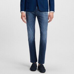 HUGO BOSS Dark Wash Rinse Slim Fit Stretch Straight Leg Jeans Pants 36/34 36x34